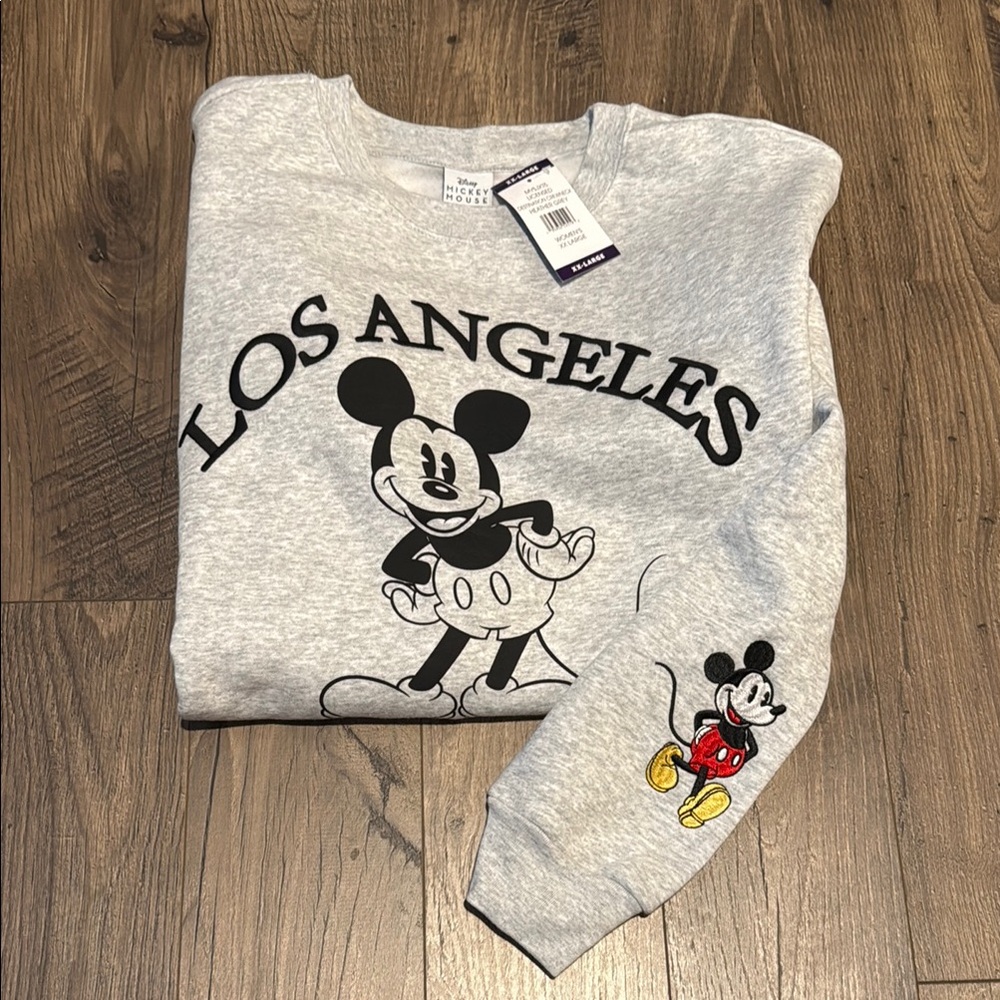 Disney Gray Sweatshirt with Mickey Mouse and Los Angeles Design